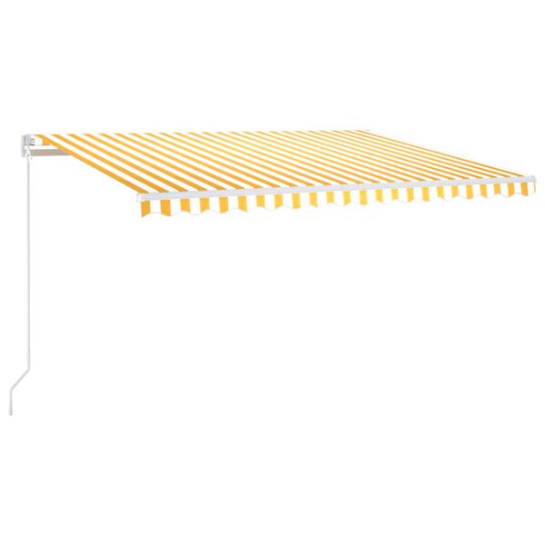 vidaXL Manual Retractable Awning with LED 450x350 cm Yellow and White