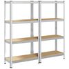 vidaXL 4-Layer Storage Shelves 2 pcs Silver Steel&Engineered Wood