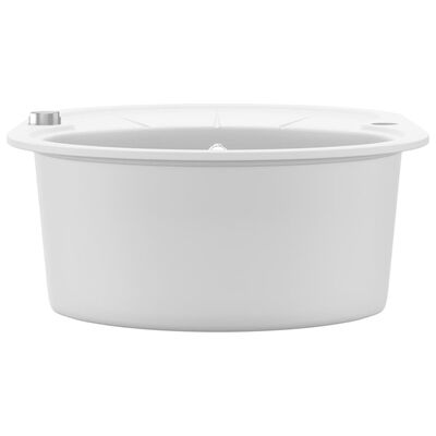 vidaXL Granite Kitchen Sink Single Basin Oval White