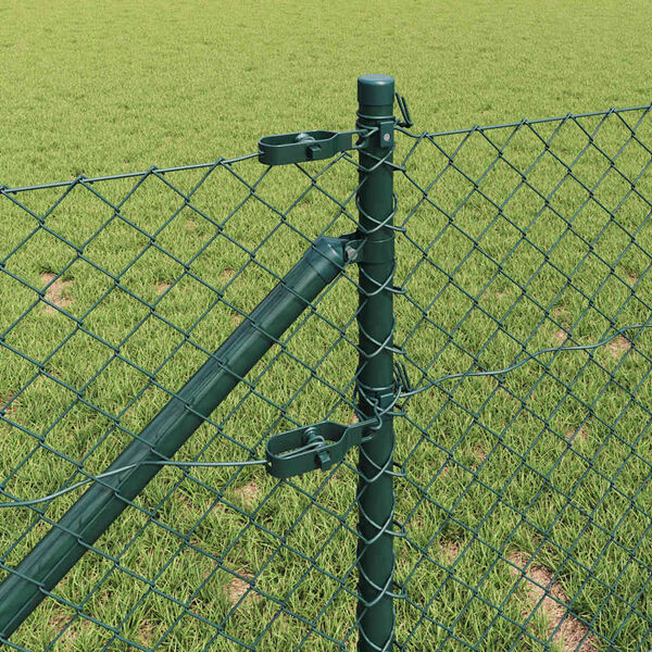 vidaXL Fence Post Green 25 x 0.4 m (60 x 60 mm mesh) Steel and PVC