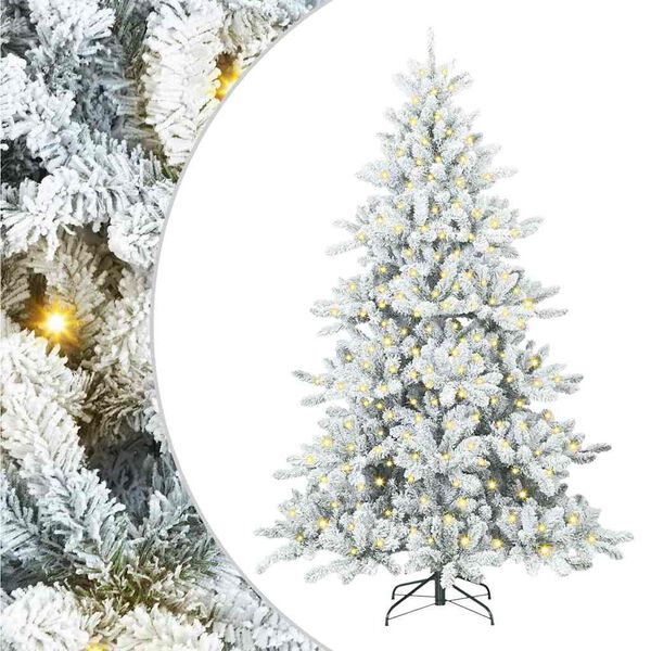 vidaXL Artificial Hinged Christmas Tree White 180 cm PVC and Steel