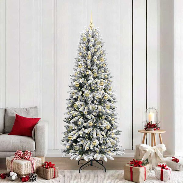 vidaXL Artificial Christmas Tree with 300 LEDs with Stand White 210 cm