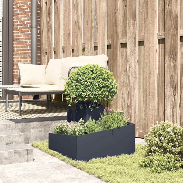 vidaXL Garden Planter Anthracite 60 x 60 x 50 cm Cold-rolled Steel