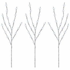 vidaXL LED Copper Branch Christmas Decoration 3 pcs White 62 cm Steel