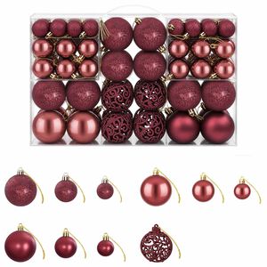 vidaXL Christmas Baubles 100 pcs Wine Red 3 / 4 / 6 cm