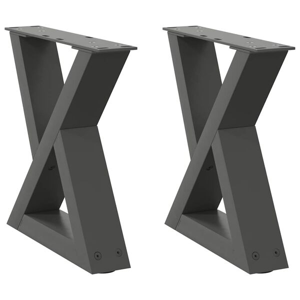 vidaXL Coffee Table Legs 2 pcs Anthracite 30x(30-31.3) cm Steel