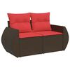 vidaXL 6 Piece Garden Sofa Set with Cushions Brown Poly Rattan Acacia