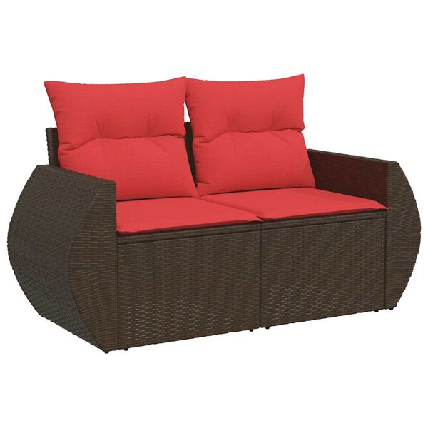 vidaXL 6 Piece Garden Sofa Set with Cushions Brown Poly Rattan Acacia
