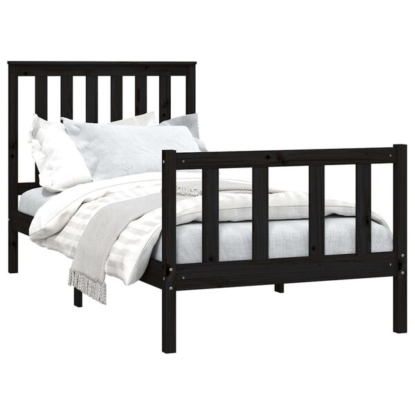 vidaXL Bed Frame without Mattress Black 90x200 cm Solid Wood Pine