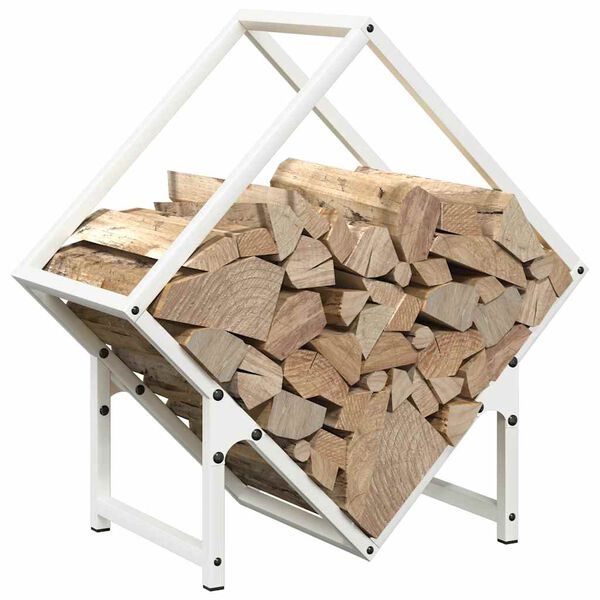 vidaXL Firewood Rack White 50x25x50 cm Cold-rolled steel