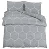 vidaXL Duvet Cover Set Grey and White 135x200 cm Cotton