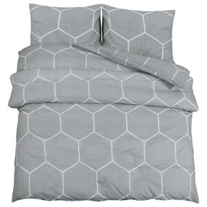 vidaXL Duvet Cover Set Grey and White 135x200 cm Cotton