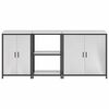 vidaXL Kitchen Storage Set with Shelf Other 3 pcs Silver Steel