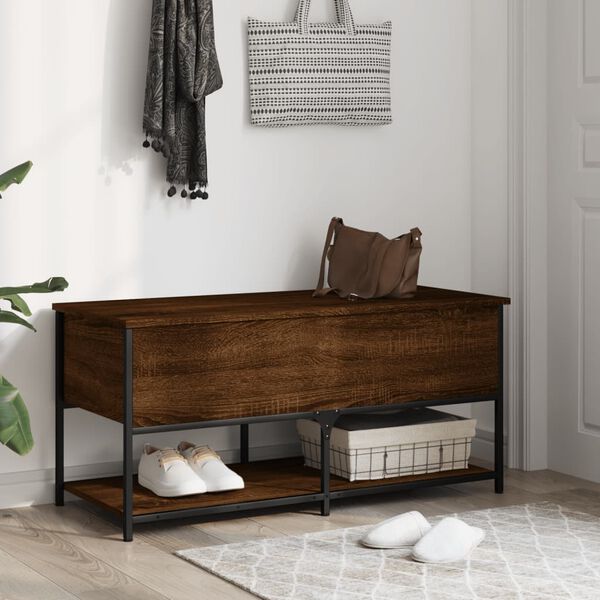 vidaXL Storage Bench Brown Oak 100x42.5x47 cm Engineered Wood