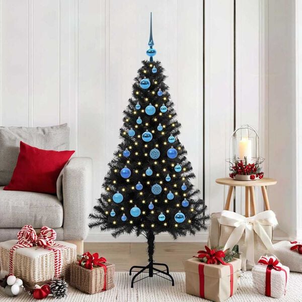 vidaXL Christmas Tree with 150 LEDs with Stand Black 150 cm PVC