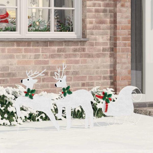vidaXL LED Reindeers 3 pcs Cold White Fabric