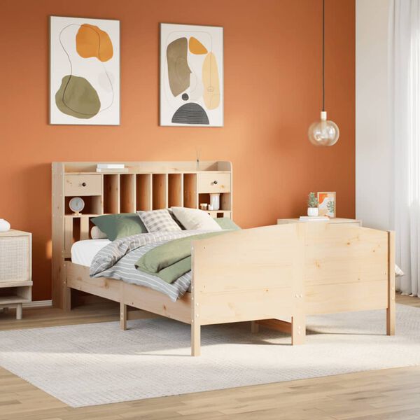 vidaXL Bookcase Bed without Mattress 150x200 cm King Size Solid Wood Pine