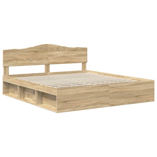 vidaXL Bed Frame with Headboard Sonoma 180 x 200 cm Solid Pine Wood