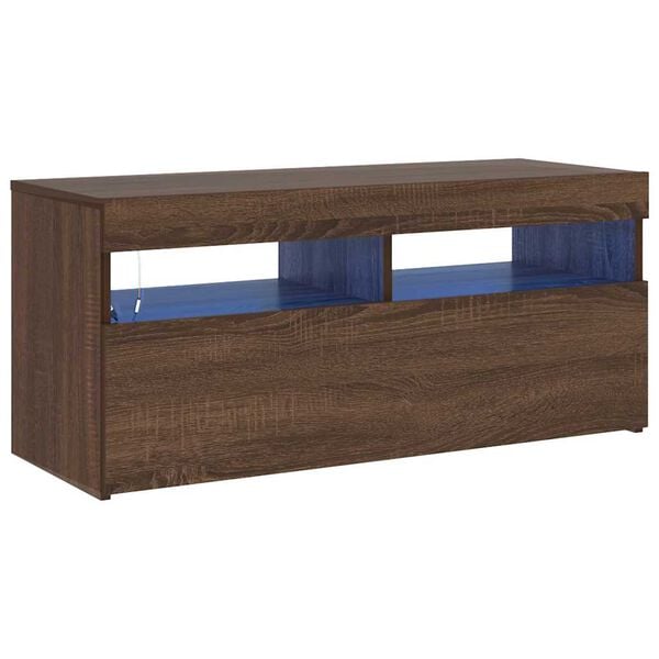 vidaXL TV Cabinet with LED Lights Brown Oak 90x35x40 cm