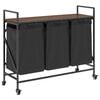 vidaXL Laundry Basket 3 Compartments with Wheels Brown Oak