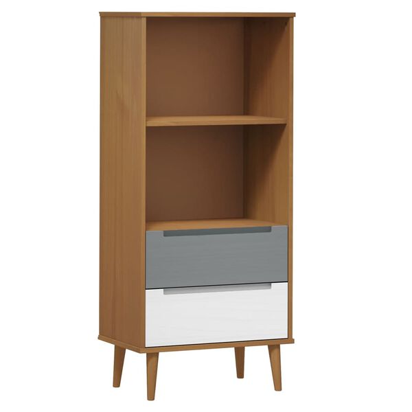 vidaXL Bookcase MOLDE Brown 60x35x133,5 cm Solid Wood Pine