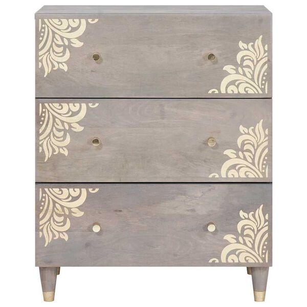vidaXL Sideboard Grey and Gold 60 x 33 x 75 cm Solid Mango Wood