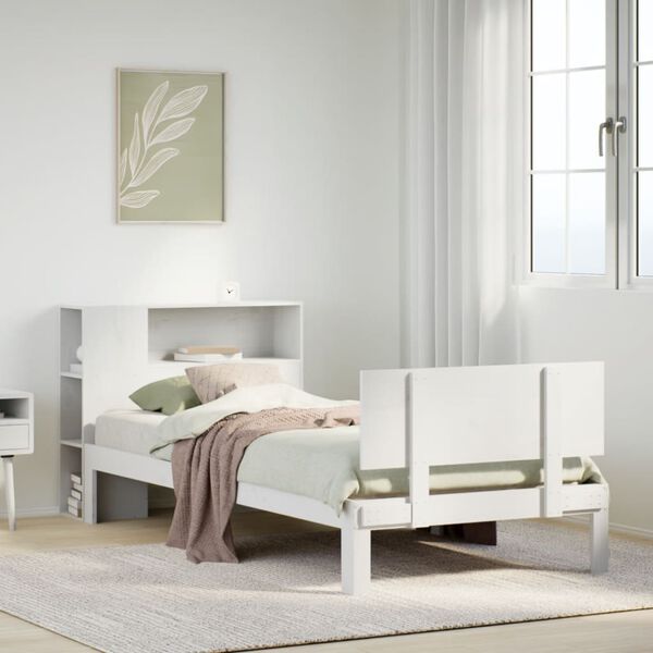 vidaXL Bookcase Bed without Mattress White 90x190cm Single Solid Wood Pine