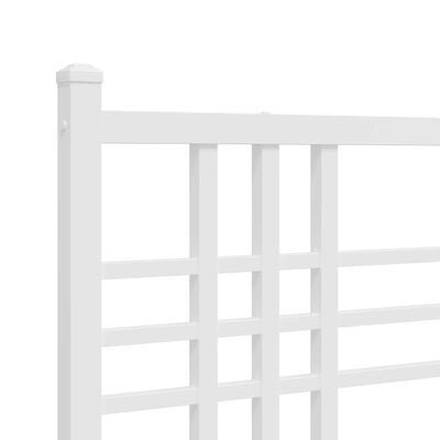 vidaXL Metal Bed Frame with Headboard and Footboard White 140x200 cm