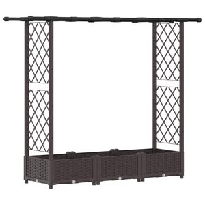 vidaXL Raised Bed with Trellis and Roof Brown 164 x 40 x 123 cm PP