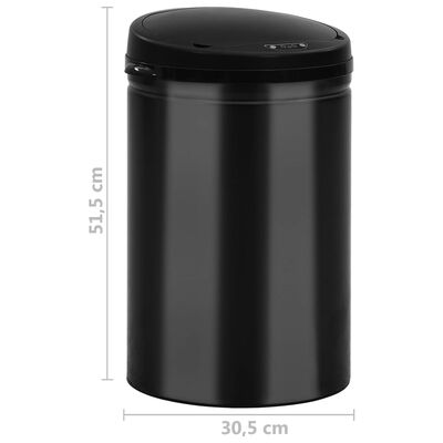vidaXL Automatic Sensor Dustbin 30 L Carbon Steel Black