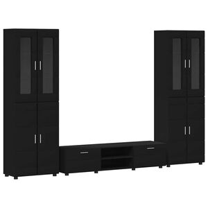 vidaXL TV Cabinet Set FLORIN 3 pcs Black Engineered Wood