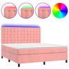 vidaXL Box Spring Bed with Mattress&LED Pink 180x200 cm Velvet