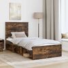 vidaXL Bed Frame with Headboard Smoked Oak 90 x 200 cm Solid Pine Wood