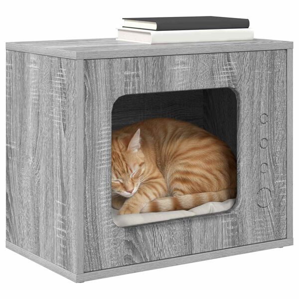 vidaXL Cat House Grey Sonoma 51 x 30 x 42.5 cm Engineered Wood