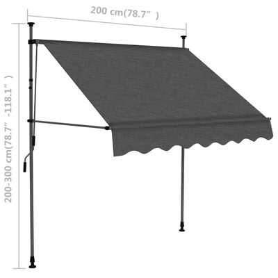 vidaXL Manual Retractable Awning with LED 200 cm Anthracite