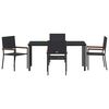 vidaXL Garden Dining Set with Cushion 5 pcs Black Poly Rattan