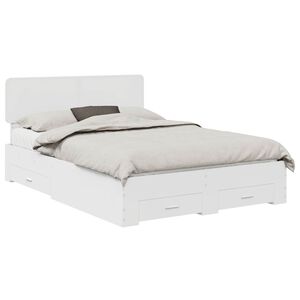vidaXL Bed Frame with Headboard White 150 x 200 cm Engineered Wood