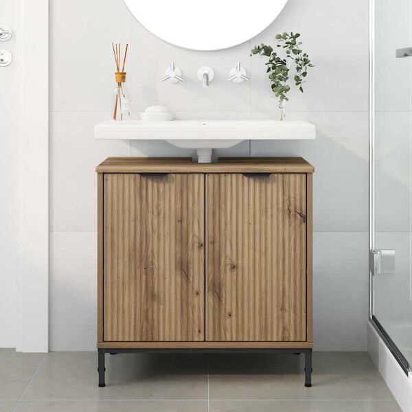 vidaXL Bathroom Sink Cabinet with Door Artisan Oak 60.5 x 33.5 x 61 cm
