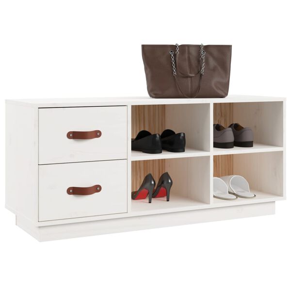 vidaXL Shoe Bench White 100x34x45 cm Solid Wood Pine