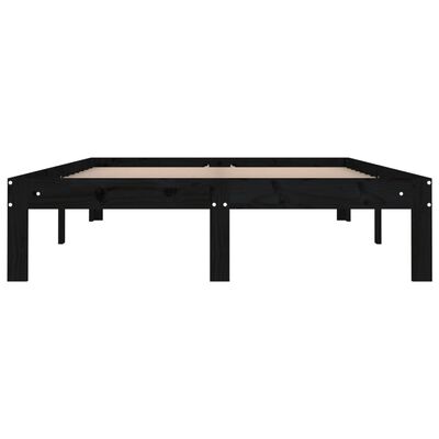 vidaXL Bed Frame Black Solid Wood 120x190 cm Small Double