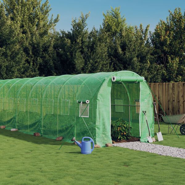 vidaXL Greenhouse with Steel Frame Green 16 m&sup2; 8x2x2 m
