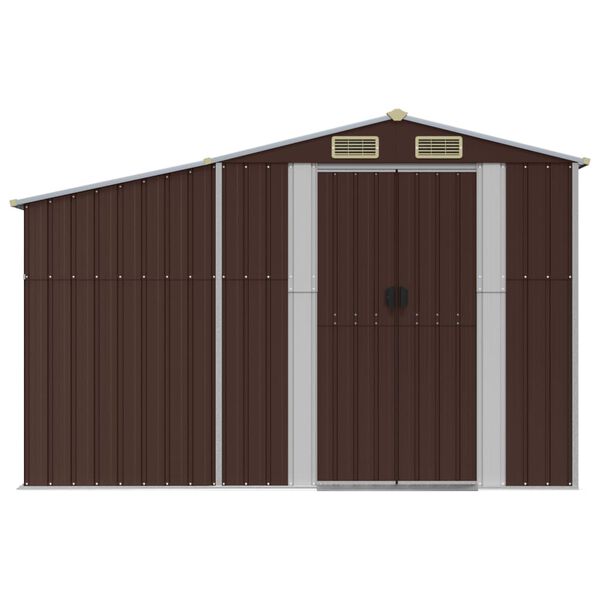 vidaXL Garden Shed Brown 277x279x179 cm Galvanised Steel