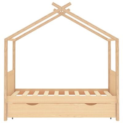 vidaXL Kids Bed Frame with a Drawer Solid Pine Wood 80x160 cm