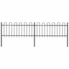 vidaXL Garden Fence with Hoop Top Steel 337x80 cm Black