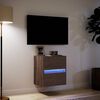 vidaXL TV Wall Cabinet with LED Lights Brown Oak 41x31x45 cm