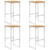 vidaXL Bar Stools 4 pcs Solid Teak Wood and Stainless Steel