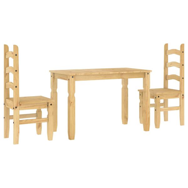 vidaXL 3 Piece Dining Set Panama Solid Wood Pine