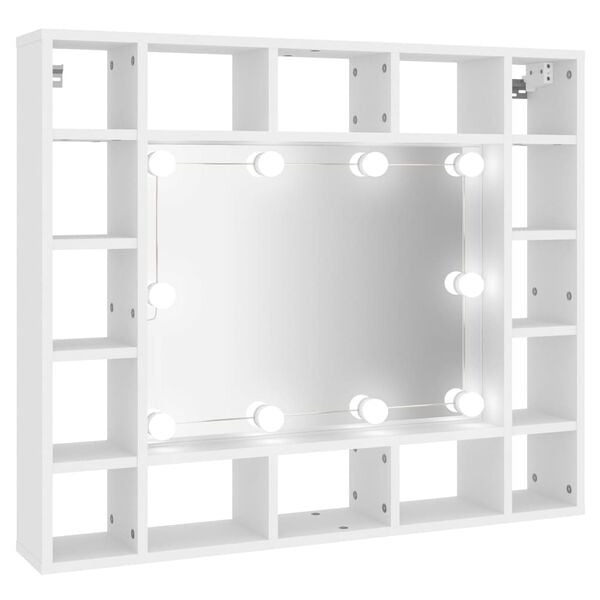 vidaXL Mirror Cabinet with LED White 91x15x76.5 cm