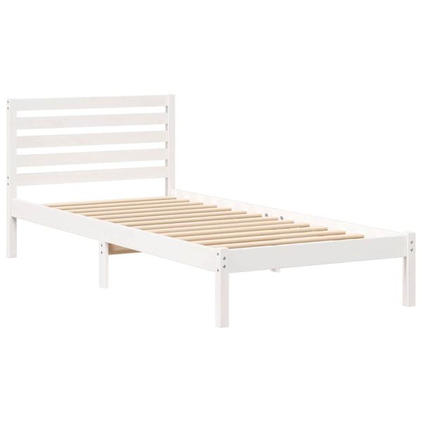 vidaXL Bed Frame with Headboard White 80 x 210 cm Solid Pine Wood