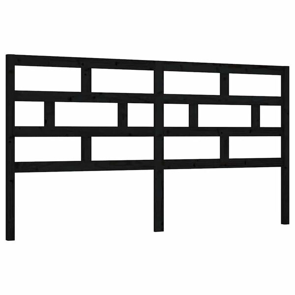 vidaXL Bed Headboard Black 206x4x100 cm Solid Wood Pine